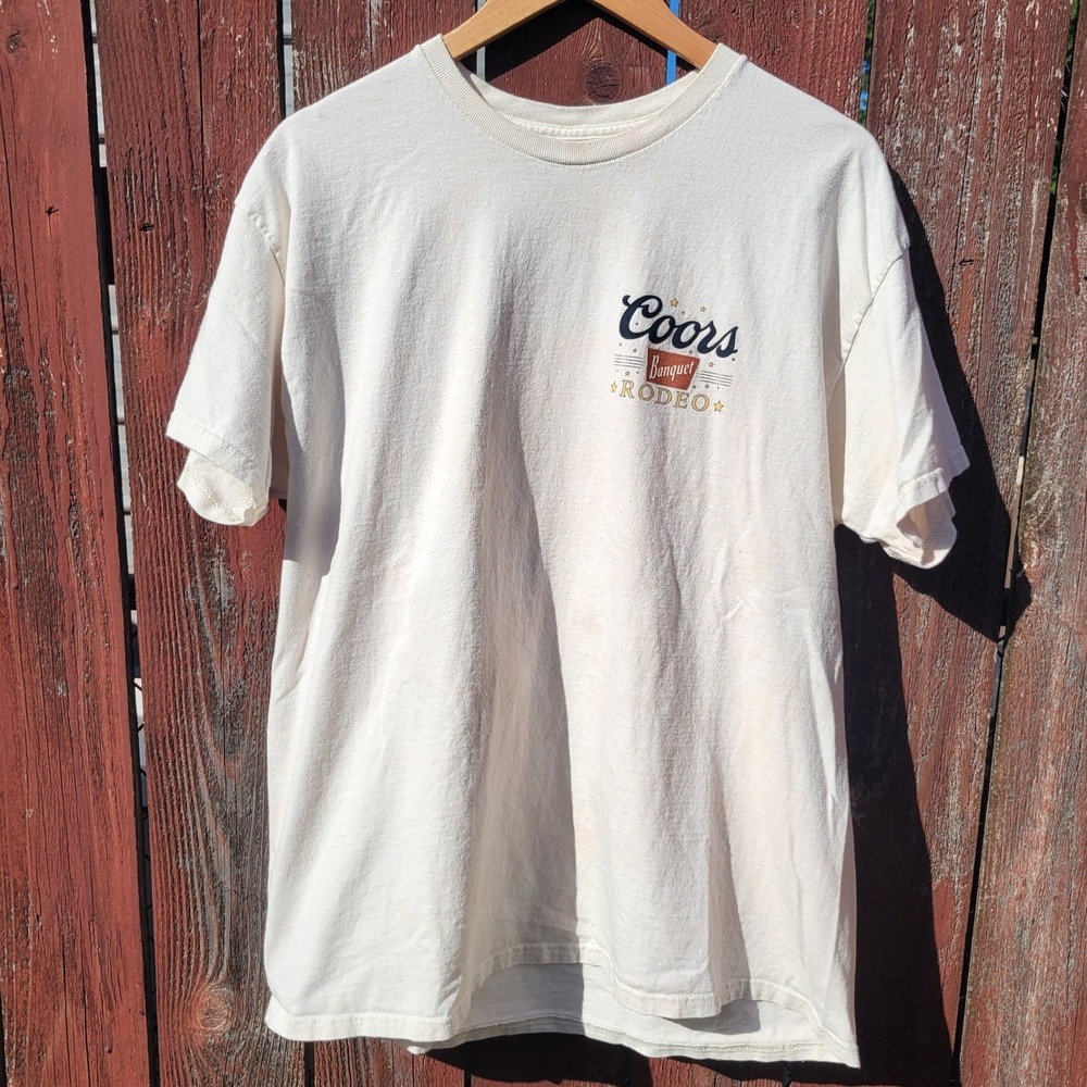 Coors Banquet Rodeo Graphic T-Shirt Mens XL Cream Steer Skull Desert Western